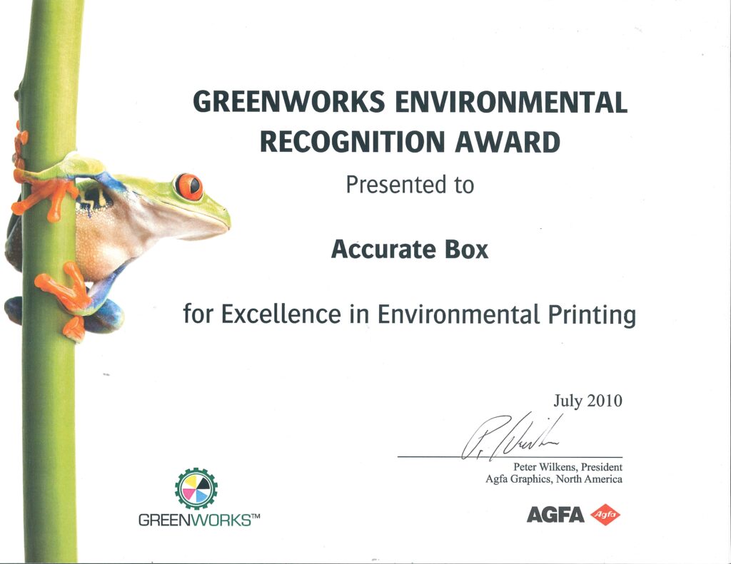 2010 AGFA Environmental Award Certificate