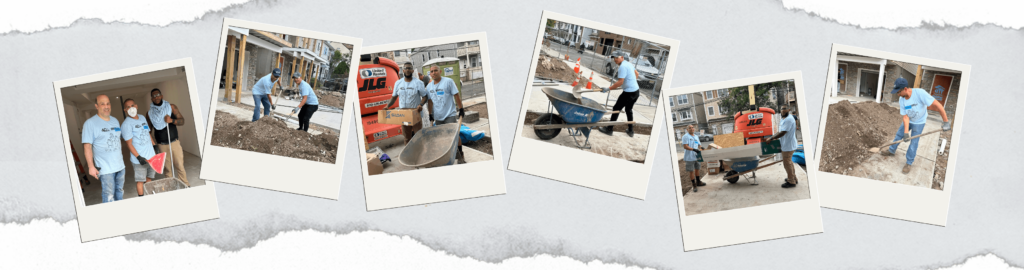 Polaroid Pictures of Accurate Box Employee's Working on a Neighborhood Construction Site for Habitat for Humanity