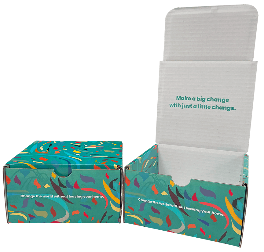 Double-Sided Printed Box with full color graphics on the outside and single color text on the inside