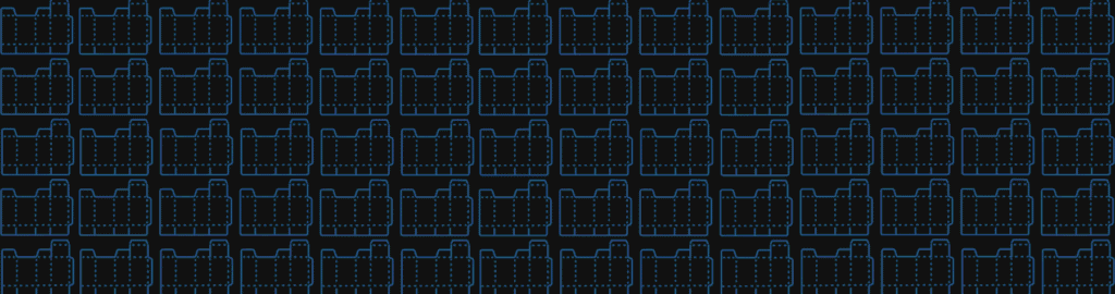 Black background with blue dielines of a box